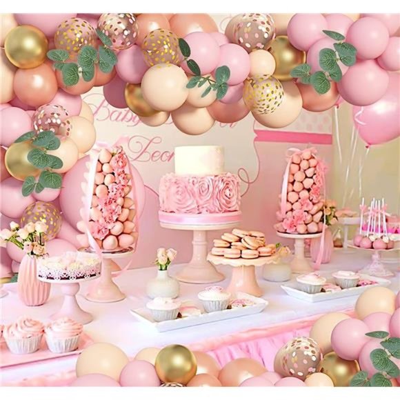 122Pcs Baby Shower Decorations for Girl Rose Gold Pink Balloons Arch Garland Kit - Picture 2 of 6